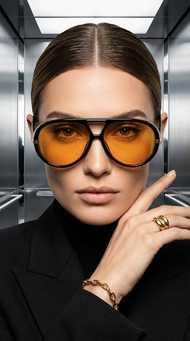 Aviator sunglasses orange black